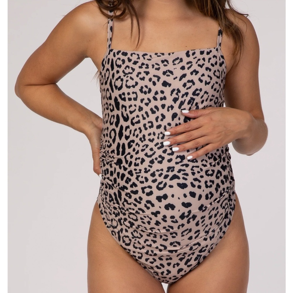 Leopard Print Kids One Piece Swimsuit pink lily maternity